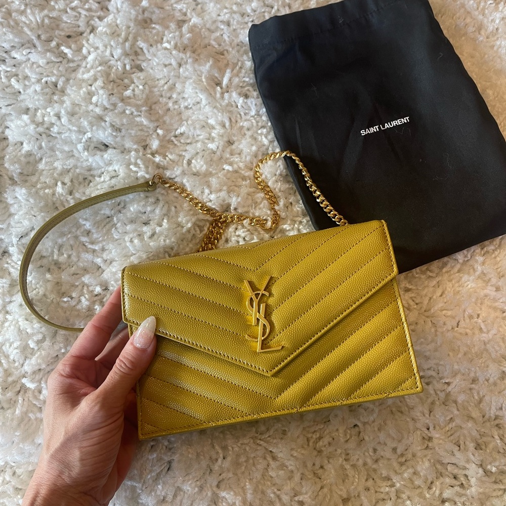 YSL *NEW* gold chain wallet purse